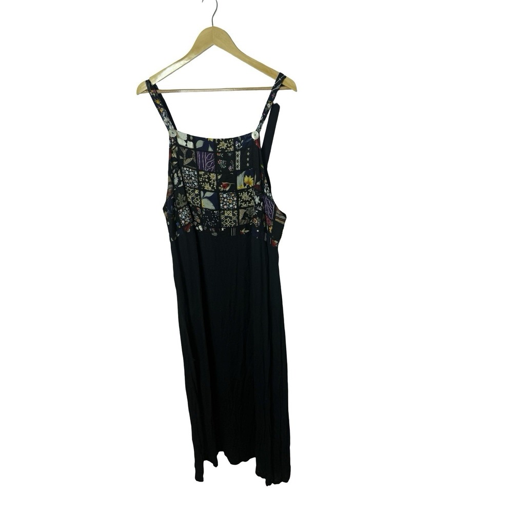 Vintage Soul Mates cotton maxi dress art to wear boho black patchwork top sz L